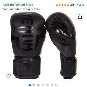 16 oz black Venum boxing gloves